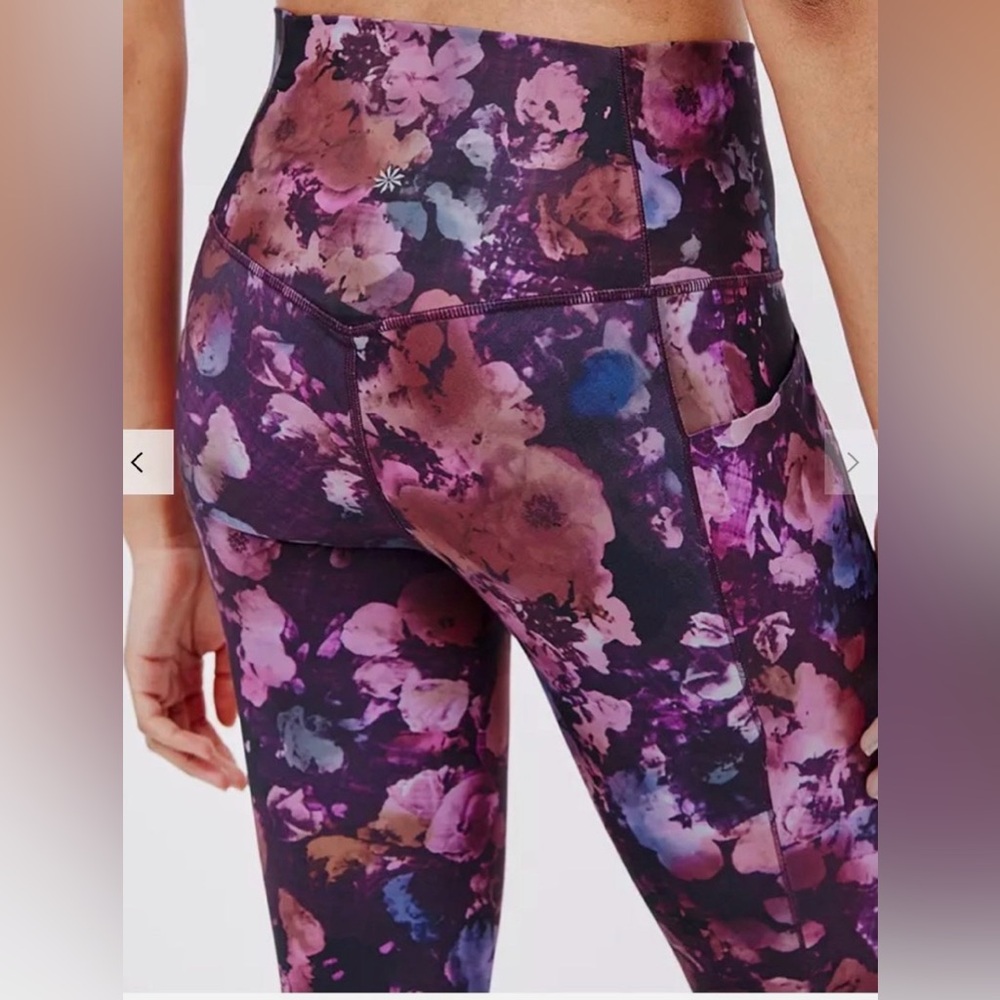 Athleta Salutation Stash Pocket Dappled Bloom Floral Leggings, Multi. Size S - Picture 4 of 7